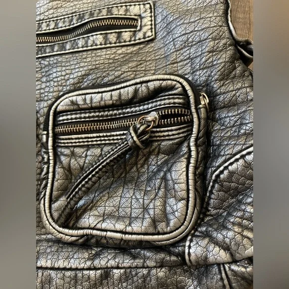 Silver Y2K Maurice’s all saints large crossbody bag flap messenger Grungecore - Picture 5 of 11